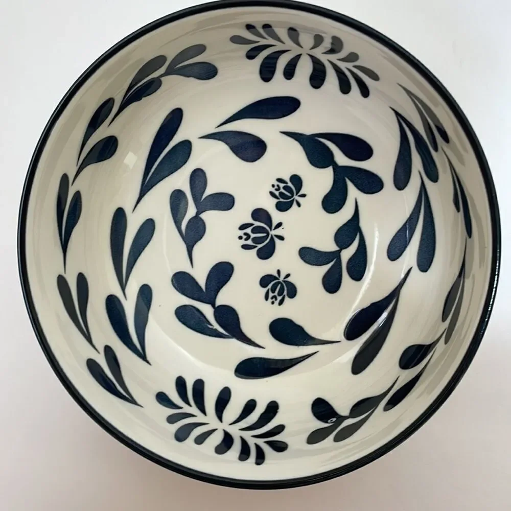ORLY MAISON BOWLS IN NAVY‎ BLUE AND CREAM.  SET OF TWO